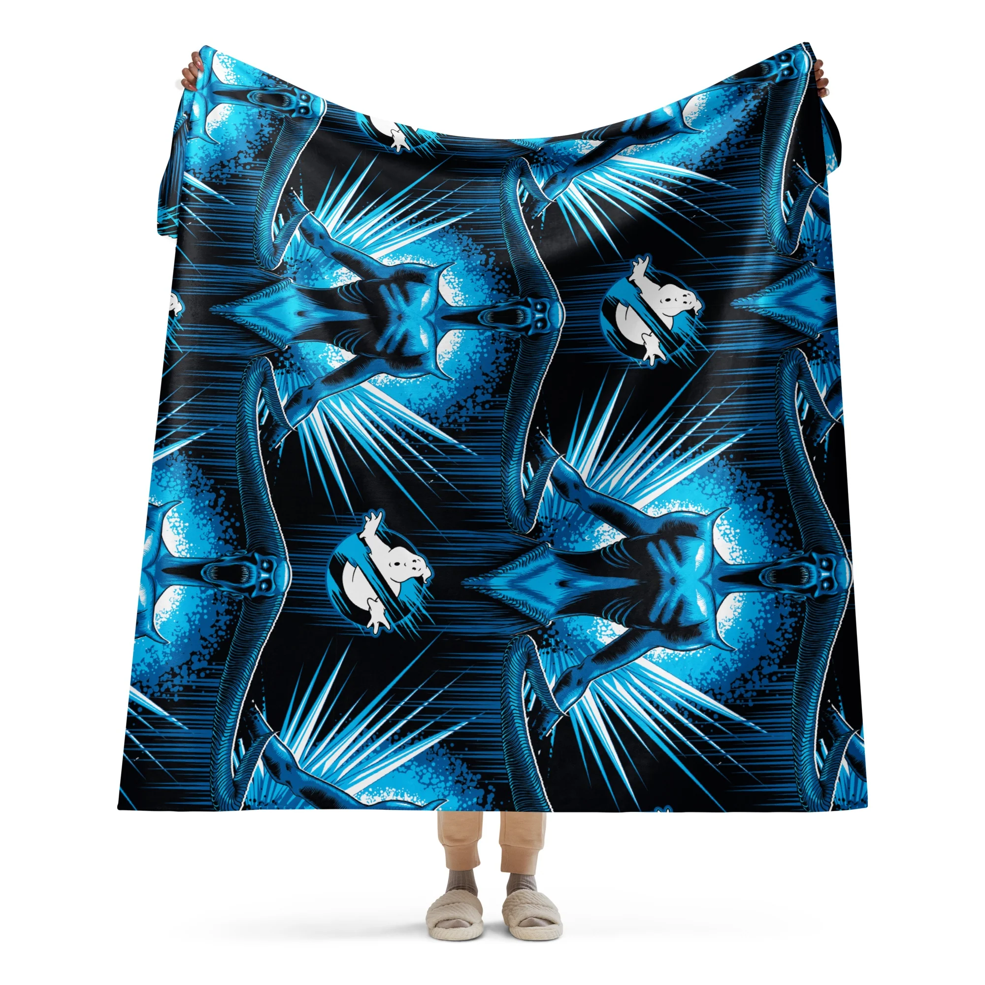 Ghostbusters: Frozen Empire Blue Ghost Sherpa Blanket - Image 4